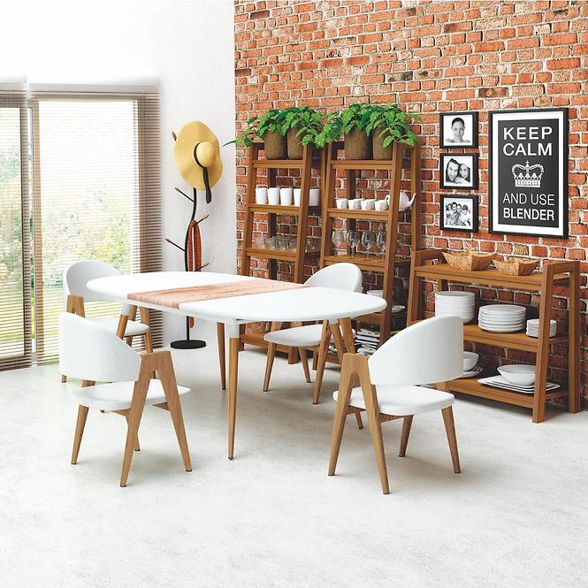 Rozkladací stôl Caliber 160/200x90cm Biely Mat/Dub San Remo/Naturalny