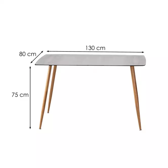 Stôl Next 130x80 Sklo/Oceľ – Dymiony/Dub Med