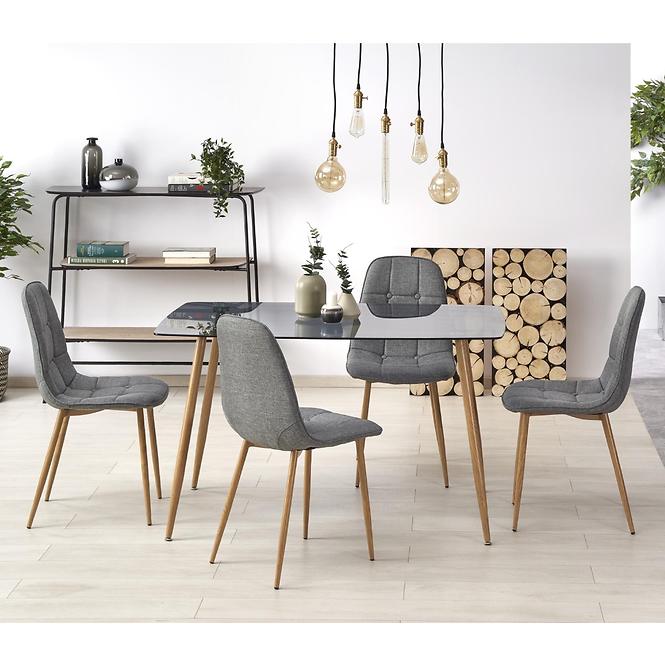 Stôl Next 130x80 Sklo/Oceľ – Dymiony/Dub Med