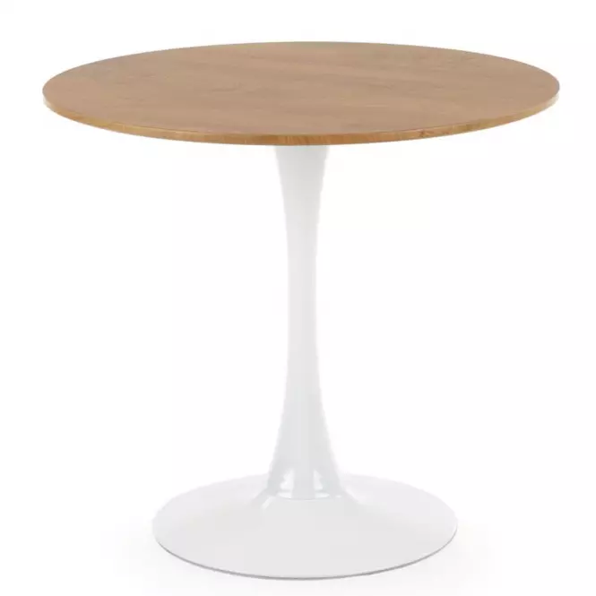 Stôl Sting 80 Mdf/Oceľ – Dub Zlatá/Biely