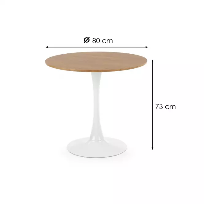 Stôl Sting 80 Mdf/Oceľ – Dub Zlatá/Biely