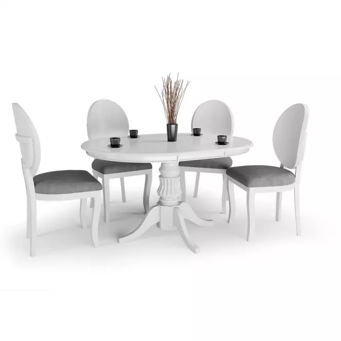 Rozkladací stôl William 90/124x90cm Mdf/Drevo – Biely