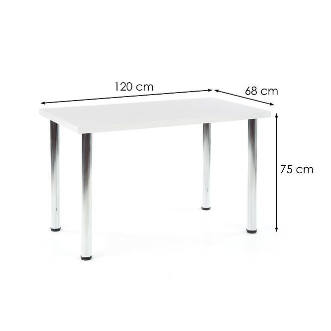 Stôl Modex B) 120x68 doska/oceľ – Biely Mat