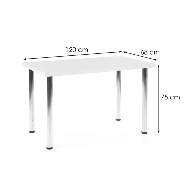 Stôl Modex B) 120x68 doska/oceľ – Biely Mat,3