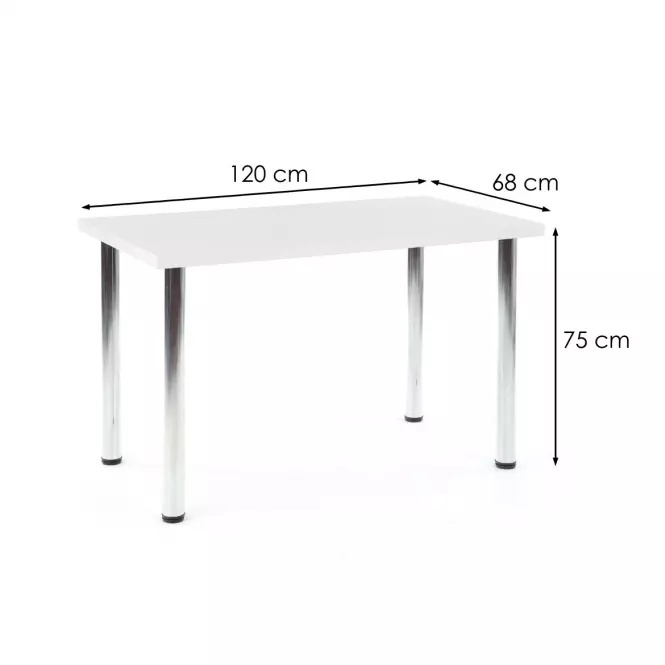 Stôl Modex B) 120x68 Płyta/Oceľ – Biely Mat