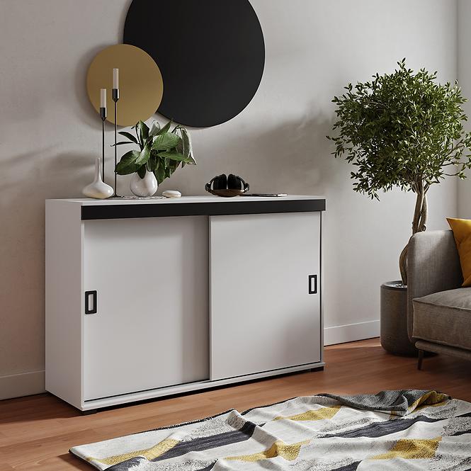 Komoda Retro 120 Biely + Čierna Rukoväte,3