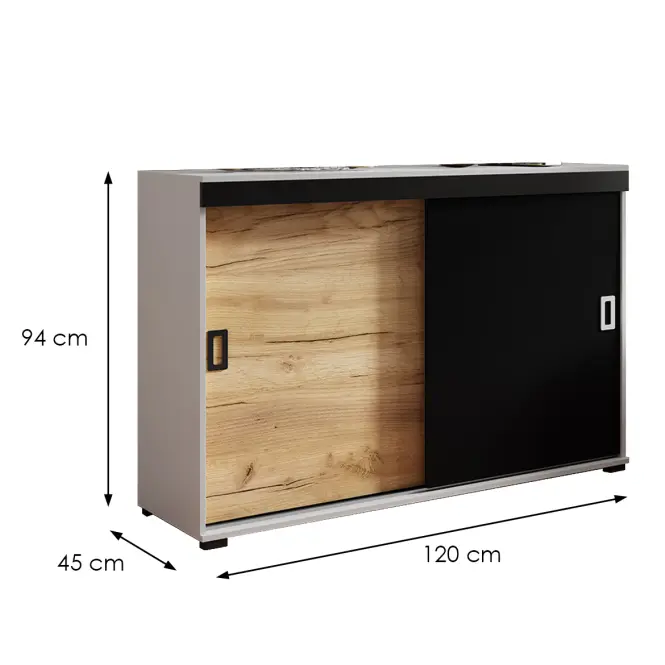 Komoda Retro 120 Biely/Craft/Čierna + Rukoväte Biely I Čierna,2
