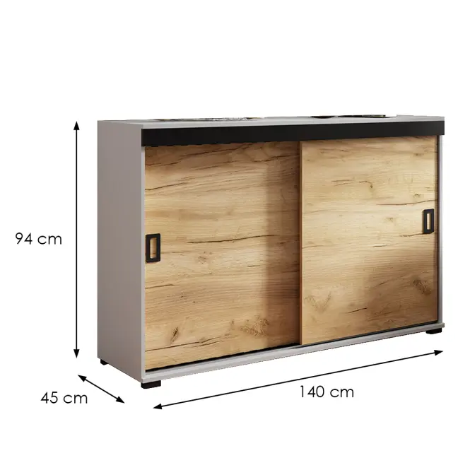 Komoda Retro 140 Biely/Craft + Čierna Rukoväte,2