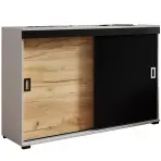 Komoda Retro 140 Biely/Craft/Čierna + Rukoväte Biely I Čierna