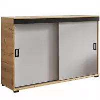 Komoda Retro 140 Craft/Biely + Čierna Rukoväte