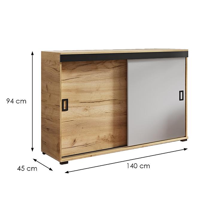 Komoda Retro 140 Craft/Biely + Čierna Rukoväte
