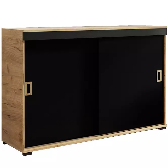 Komoda Retro 140 Craft/Čierna + Craft Rukoväte
