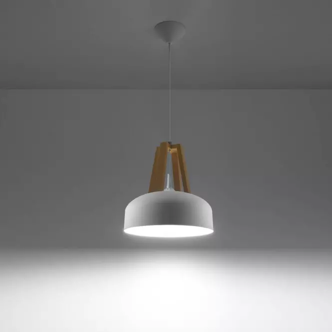 Luster Casco A-0388 biely/prírodné drevo
