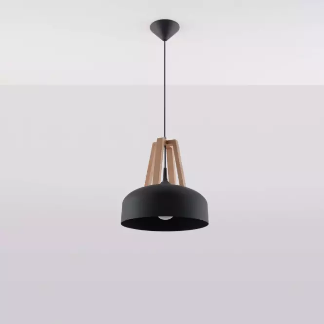Luster Casco A-0390 čierna/prírodné drevo