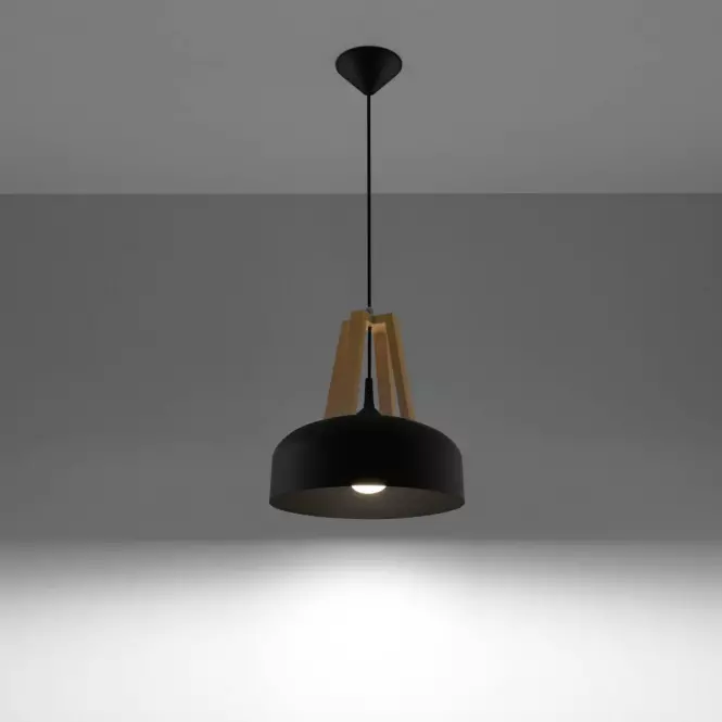 Luster Casco A-0390 čierna/prírodné drevo
