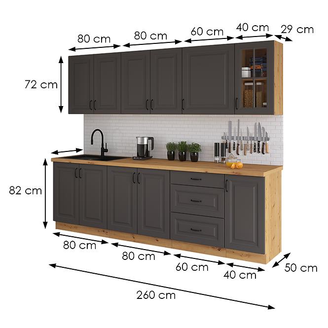 Kuchynská linka Stilo grafit mat/artisan 260 bez dosku