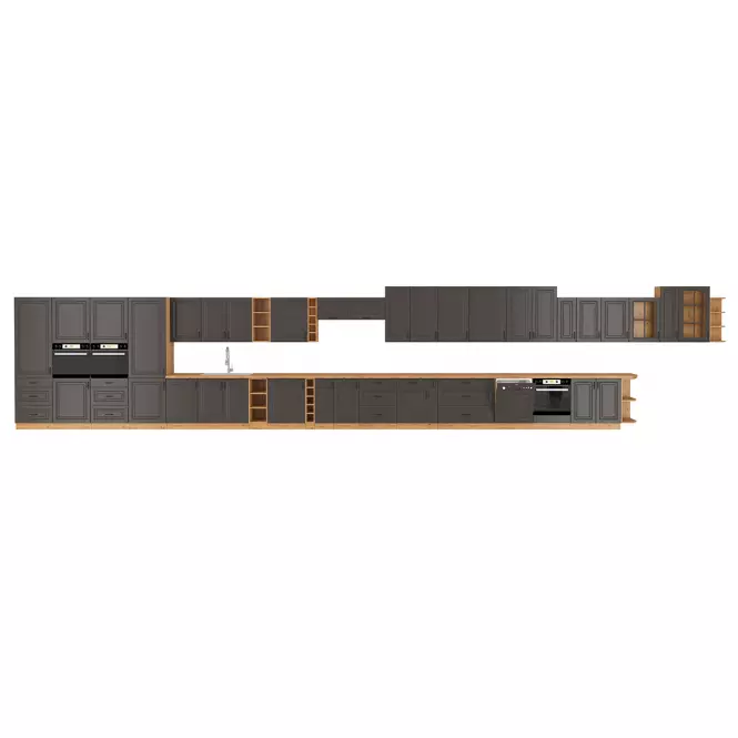 Kuchynská linka Stilo grafit mat/artisan 260 bez dosku,4