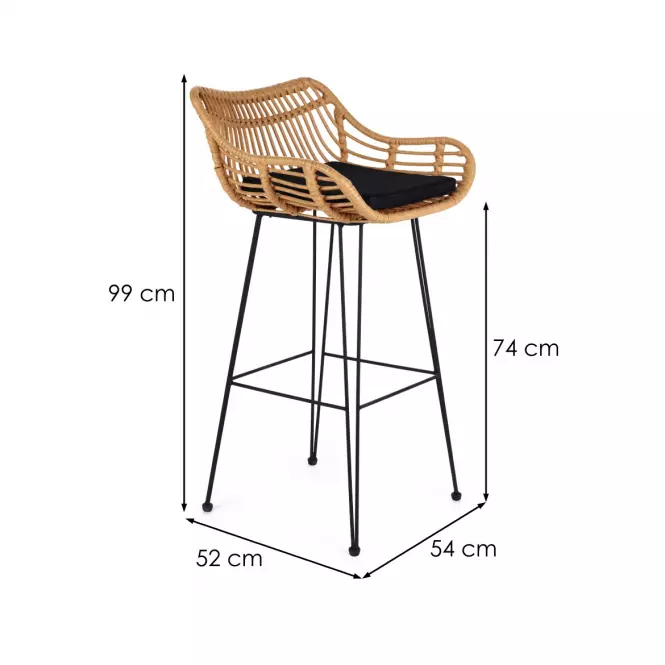 Barová Stolička H-105 Prirodzené/Čierna