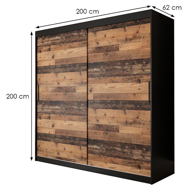 Skriňa Old Wood T 200 Čierna/Old Style,2