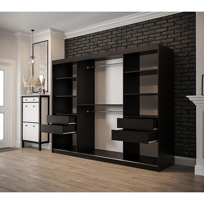 Skriňa Old Wood T1 250 Čierna/Old Style/zrkadlo