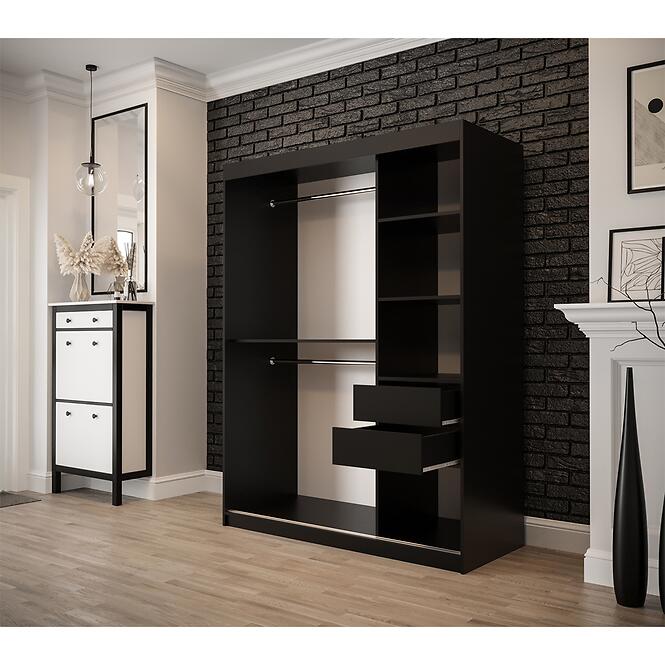 Skriňa Old Wood T2 150 Čierna/Old Style/zrkadlo,5