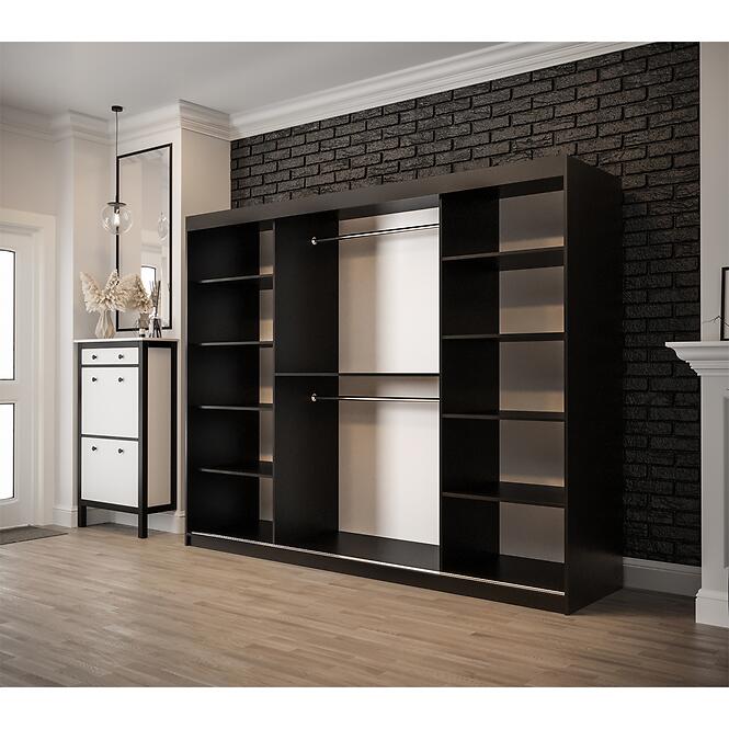 Skriňa Old Wood T2 250 Čierna/Old Style/zrkadlo