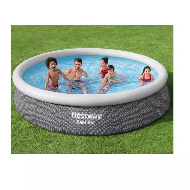 Bazén samonosný sivý rattan 3.66x0.76 m 57443