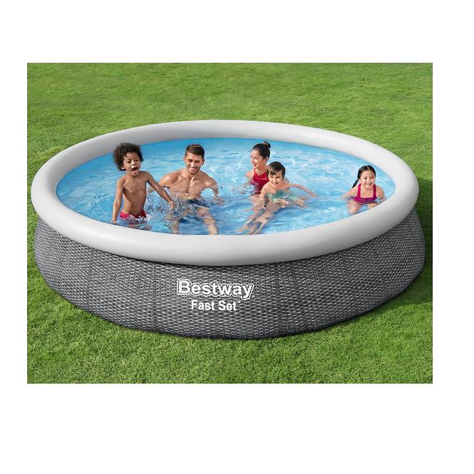 Bazén samonosný sivý rattan 3.66x0.76 m 57443