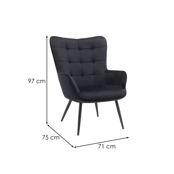Kreslo Jet Black Velvet 19,5