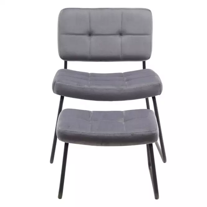 Kreslo s opierkou nôh You&Me Dark Grey Velvet