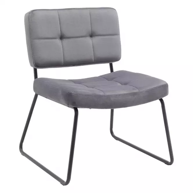 Kreslo s opierkou nôh You&Me Dark Grey Velvet