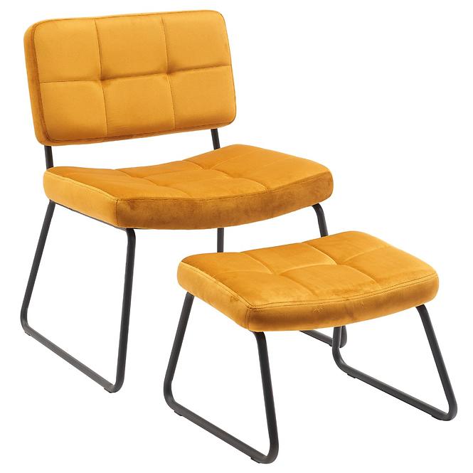Kreslo s opierkou nôh You&Me Yellow Velvet
