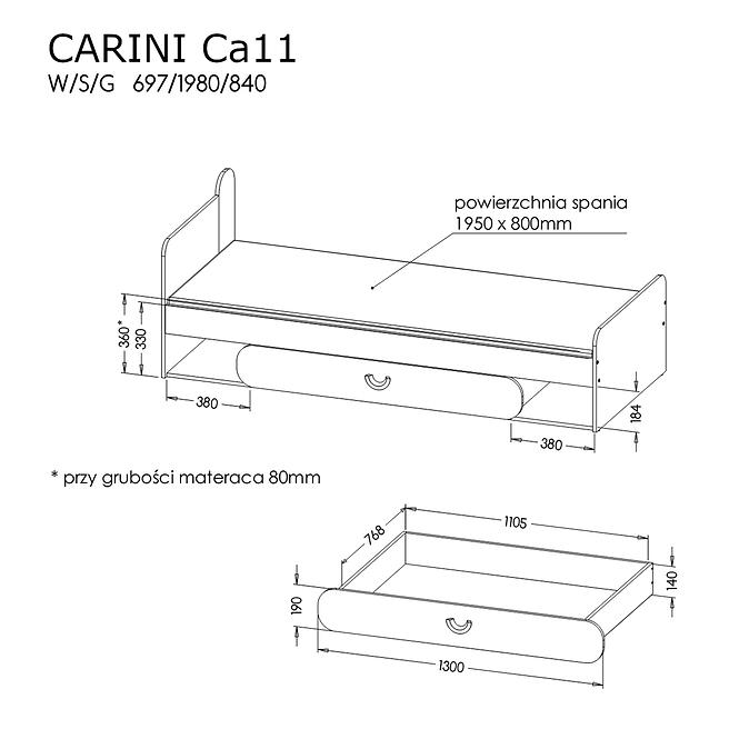 Posteľ Carini CA11 biela/svetlá grafitová