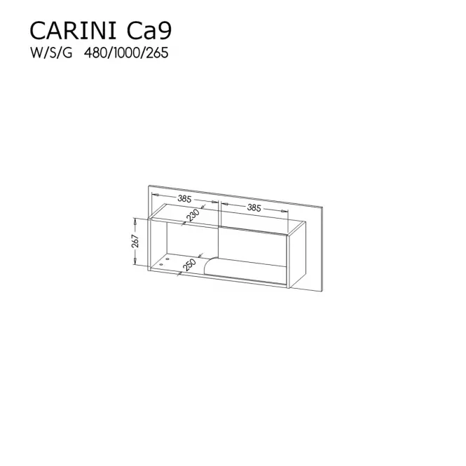 Závesná polička 1D Carini CA 9,3