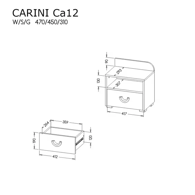 Nočný stolík CA12  Carini,3