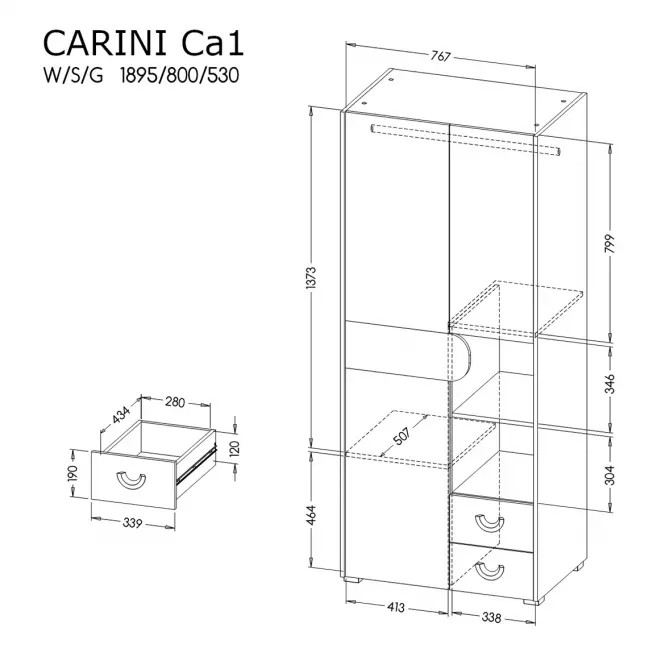 Skriňa CA1 2D2S Carini
