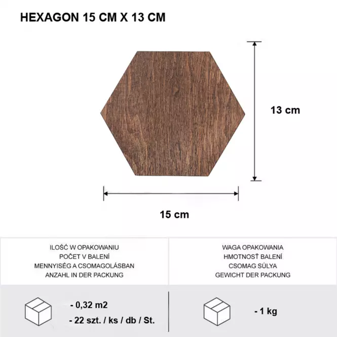 Dekoračný panel hexagon dub svetlý  13x15 cm OP= 0.32m2,3