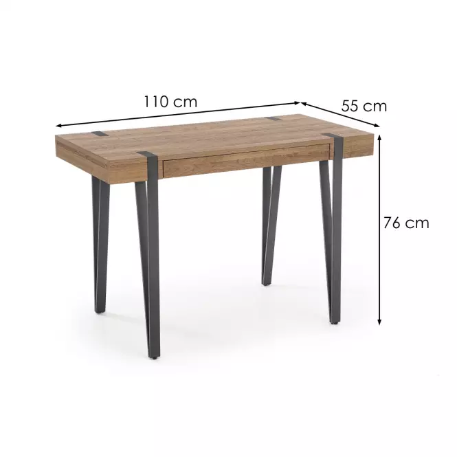 Písací Stôl B-39 Medový Orech/Čierna,5