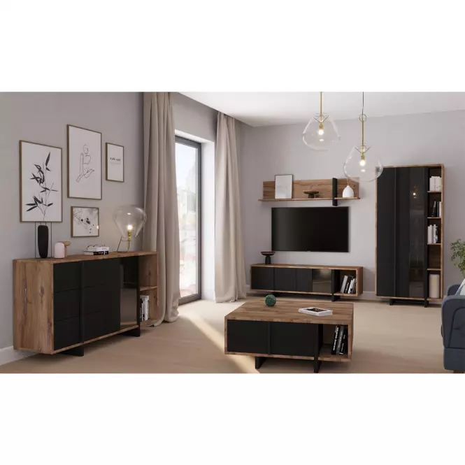 Komoda Gudrid dub flagstaff/čierna