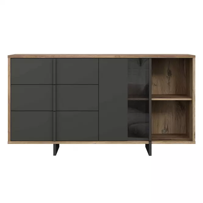 Komoda Gudrid dub flagstaff/čierna