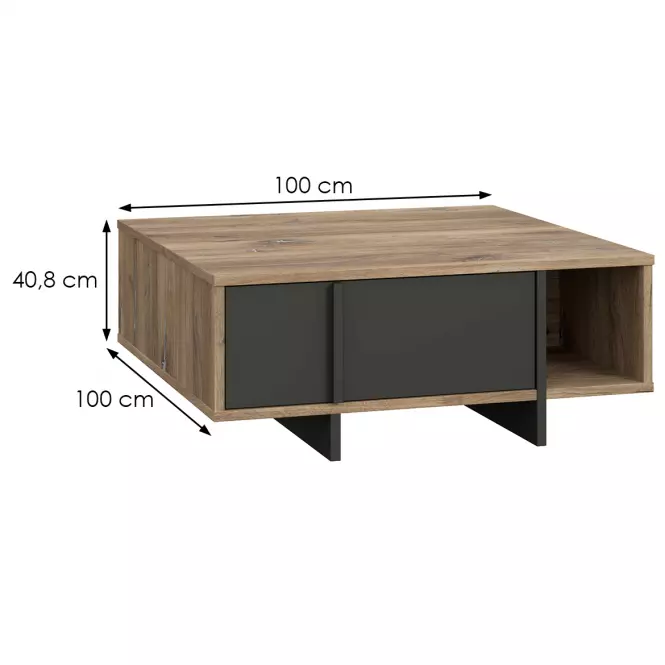 Konferenčný stolík Gudrid dub flagstaff/čierna