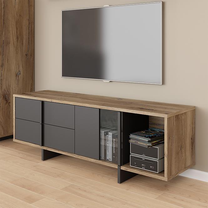 TV stolík Gudrid dub flagstaff/čierna,8