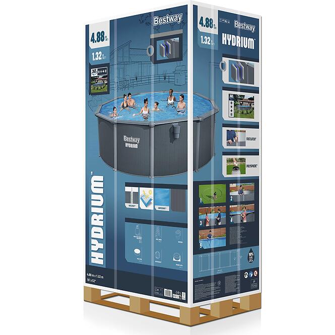 Bazén oceľový Hydrium 4,9x1,3 m antracit 561CU,9