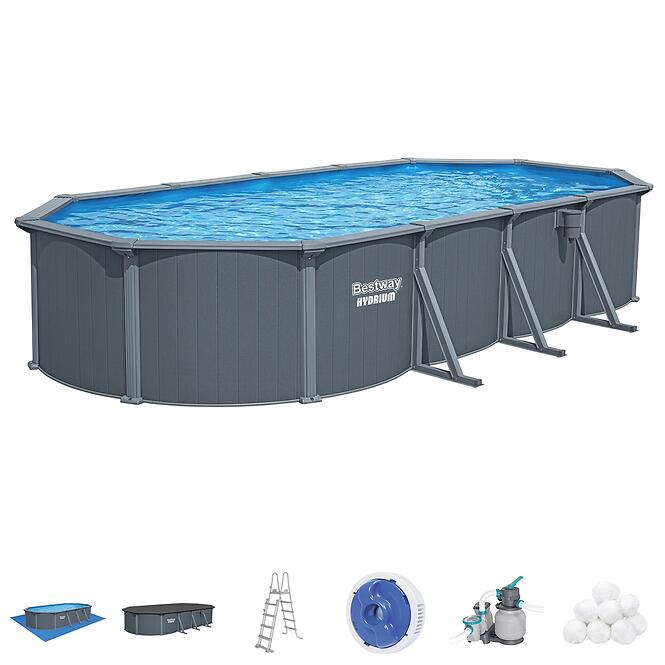Bazén oceľový oválny Hydrium 7,3x3,6x1,3 m antracit 561CW
