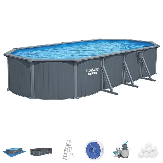 Bazén oceľový oválny Hydrium 7,3x3,6x1,3 m antracit 561CW,4