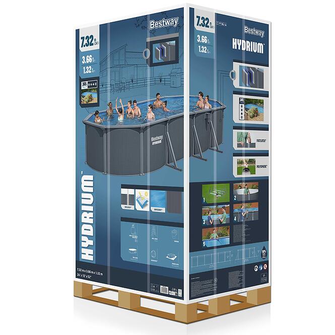 Bazén oceľový oválny Hydrium 7,3x3,6x1,3 m antracit 561CW