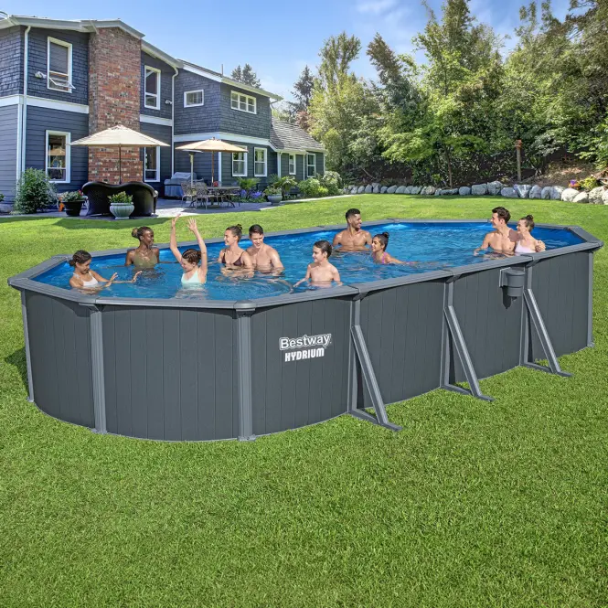 Bazén oceľový oválny Hydrium 7,3x3,6x1,3 m antracit 561CW