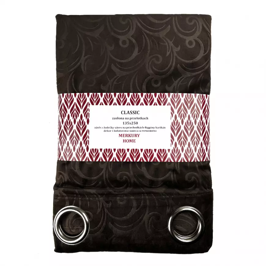 Záves na prechodkách Classic Velvet 135x250 hnedá Merkury Home