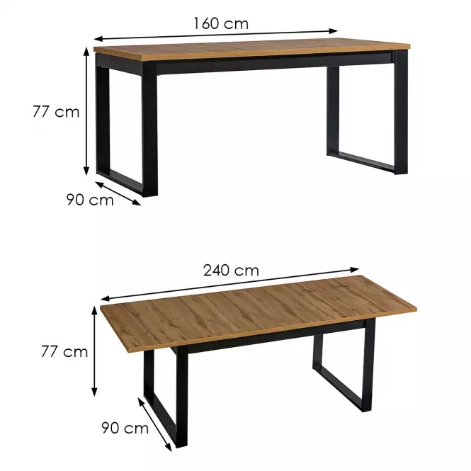 Rozkladací stôl Lamelo La14 160/240x90cm Dub Wotan/Black Matt,3