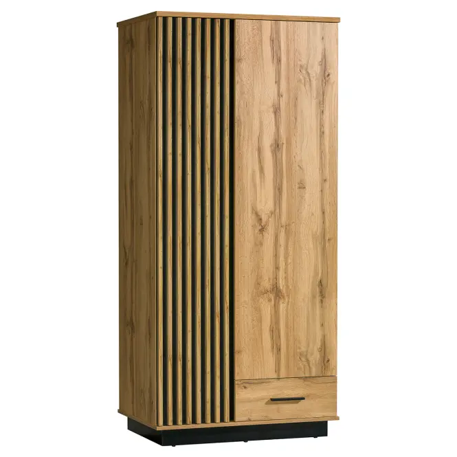 Skriňa La1 2d1s 90 cm Lamelo, dvojdverová, lamely, zásuvky